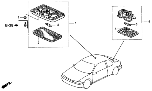 1991 Honda Accord Light Assembly, Interior (Natural Beige) Diagram for 34250-SM4-003ZE