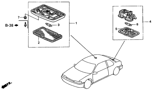 1992 Honda Accord Light Assembly, Interior (Lofty Gray) Diagram for 34250-SM4-003ZB