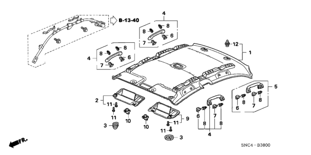 2009 Honda Civic Roof Lining Diagram