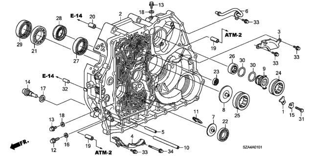 2014 Honda Pilot AT Torque Converter Case Diagram