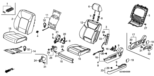 2009 Honda Pilot Front Seat (Driver Side) Diagram