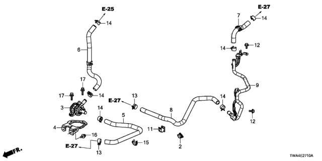 2019 Honda Accord Hybrid Electric Water Pump (PCU) Diagram