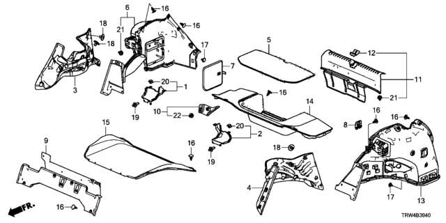 2020 Honda Clarity Plug-In Hybrid Partition L, RR. Diagram for 74570-TRT-A00