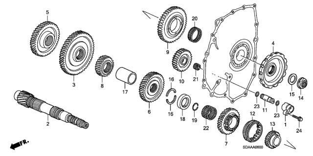 2007 Honda Accord 4 Door EX KA 5AT AT Countershaft (L4) Diagram