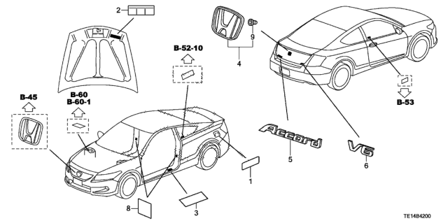 2012 Honda Accord Emblems - Caution Labels Diagram