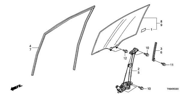 2009 Honda Fit Channel, Right Front Door Run Diagram for 72235-TF0-003