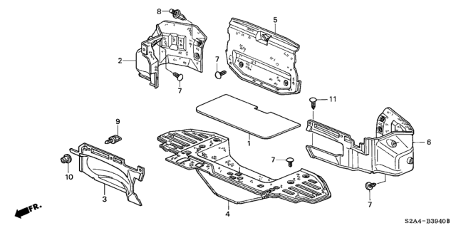 2005 Honda S2000 Trunk Lining Diagram