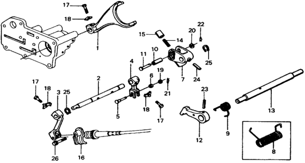 1976 Honda Civic HMT Shift Lever Shaft Diagram