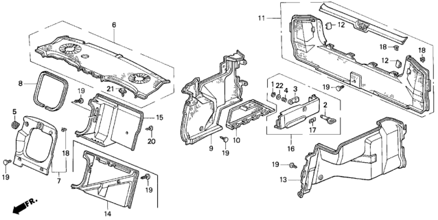 1992 Honda Prelude Garnish, R. (Lower) *NH85L* (GRAY ELEVEN) Diagram for 84602-SS0-A00ZA