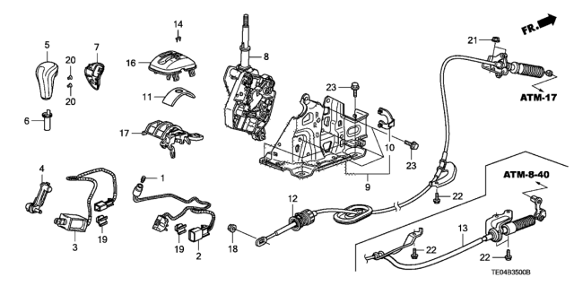 2011 Honda Accord Knob Assy. *NH608L* (UH GUN METALLIC) Diagram for 54130-TA5-A71ZA