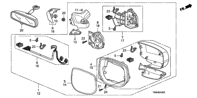 2014 Honda Insight Mirror Assembly, Driver Side Door (Polished Metal Metallic) (Coo) (R.C.) Diagram for 76250-TM8-315ZE