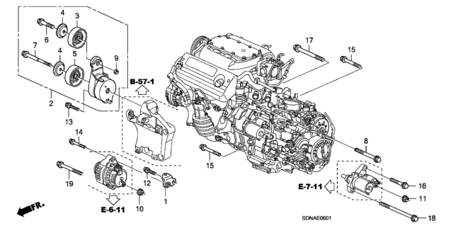 2007 Honda Accord Alternator Bracket (V6) Diagram