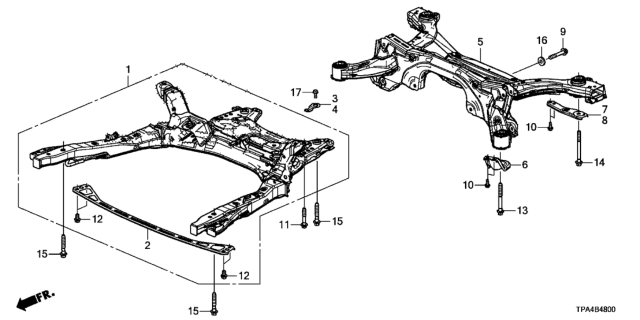 2021 Honda CR-V Hybrid Front Sub Frame - Rear Beam Diagram
