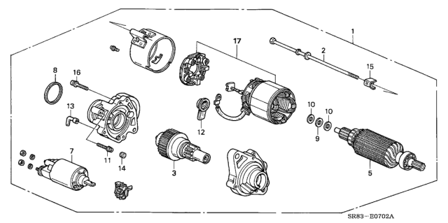 1995 Honda Civic Starter Motor (Mitsuba) Diagram