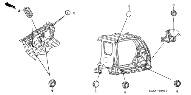 2006 Honda CR-V Grommet (Rear) Diagram