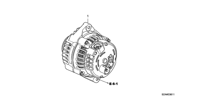 2003 Honda Accord Alternator Assembly (Delphi) Diagram for 31100-RCA-A01