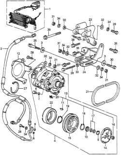 1985 Honda Accord A/C Compressor - Bracket (Sanden) Diagram