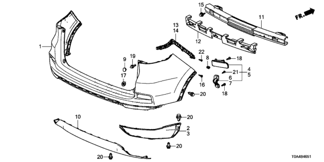 2016 Honda CR-V Face, Rear Bumper (Upper) (Dot) Diagram for 04715-T1W-A91ZZ