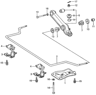 1981 Honda Civic 4 Door ** (1500) KH HMT Front Lower Arm  - Stabilizer Diagram