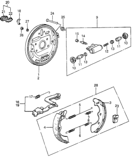 1979 Honda Prelude Shoe A, Rear Brake Diagram for 43153-692-003