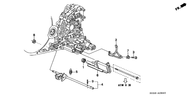 1998 Honda Civic 3 Door CX KA 4AT AT Shift Shaft Diagram