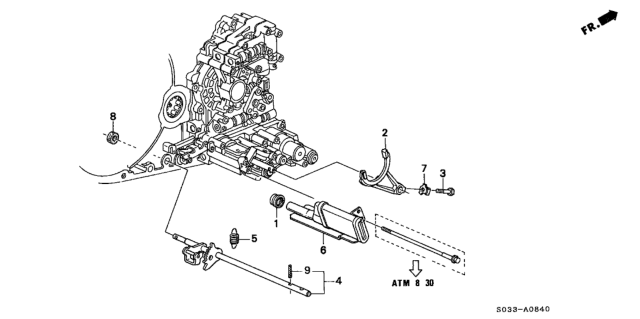 1998 Honda Civic AT Shift Shaft Diagram