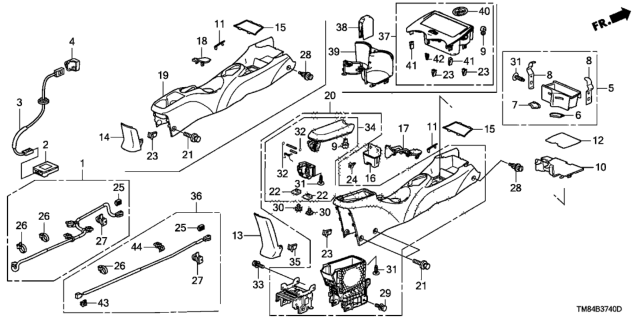 2013 Honda Insight Pocket Assembly, Front Console (Gloss One Black) Diagram for 77230-TM8-A01ZA