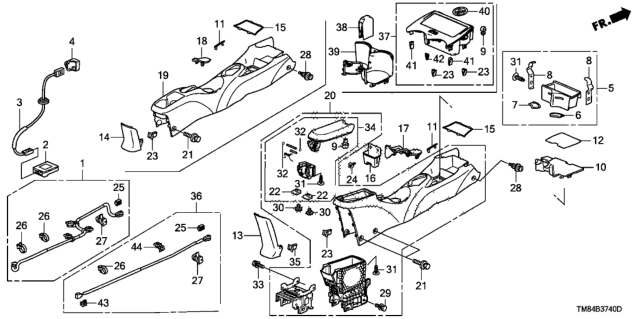 2010 Honda Insight Armrest, Console (Dark Royal Blue) Diagram for 83405-TM8-A11ZA