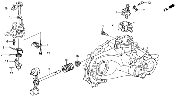 1991 Honda Accord MT Shift Arm - Shift Lever Diagram