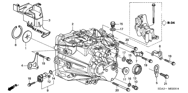 2005 Honda Accord MT Transmission Case (L4) Diagram