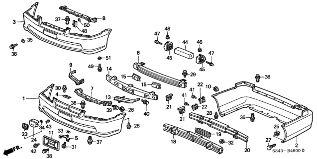 2000 Honda Accord Bumper Diagram