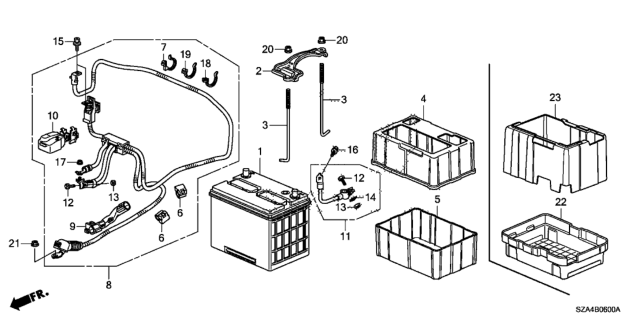 2014 Honda Pilot Sleeve, Battery Diagram for 31521-SZA-A00