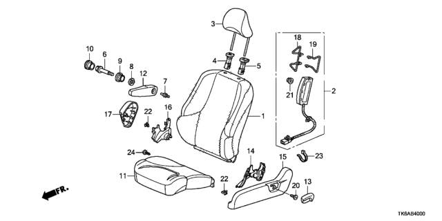 2013 Honda Fit Front Seat (Driver Side) Diagram