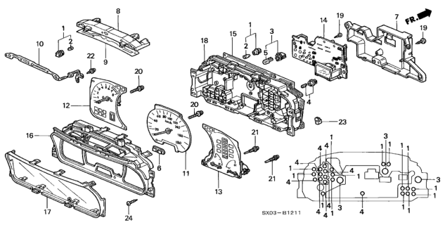 1998 Honda Odyssey 5 Door EX KA 4AT Combination Meter Components Diagram
