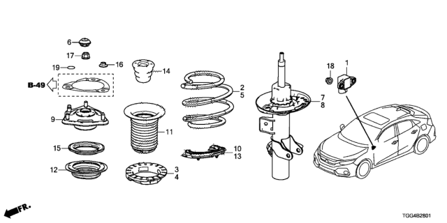 2019 Honda Civic Spring, Front Left Diagram for 51406-TGH-A02