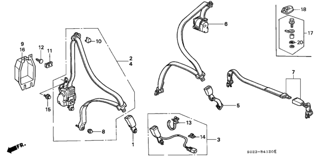 2000 Honda Civic Seat Belt Set, Rear Center (Graphite Black) Diagram for 04827-S02-A00ZA