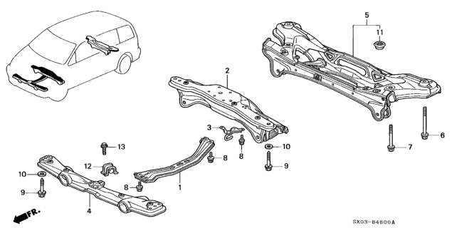 1998 Honda Odyssey Damper, FR. Beam Dynamic Diagram for 50255-SX0-000