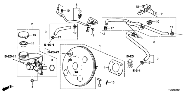 2019 Honda Civic Brake Master Cylinder - Master Power Diagram