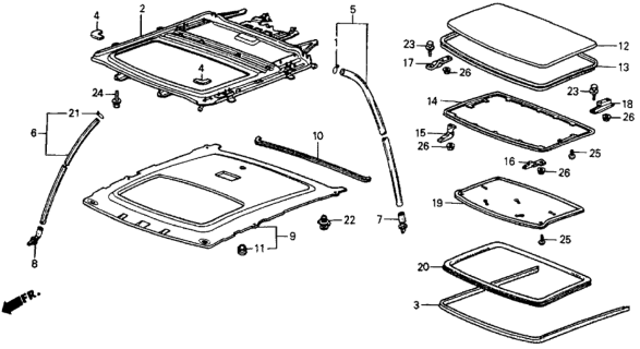 1987 Honda CRX 2 Door SI KA 5MT Sliding Roof Diagram 1