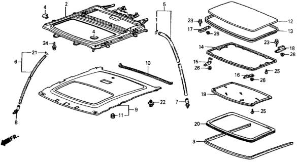 1986 Honda CRX Sliding Roof Diagram 1