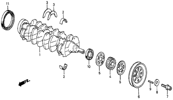 1983 Honda Prelude Pulley, Crankshaft Diagram for 38921-PC6-000