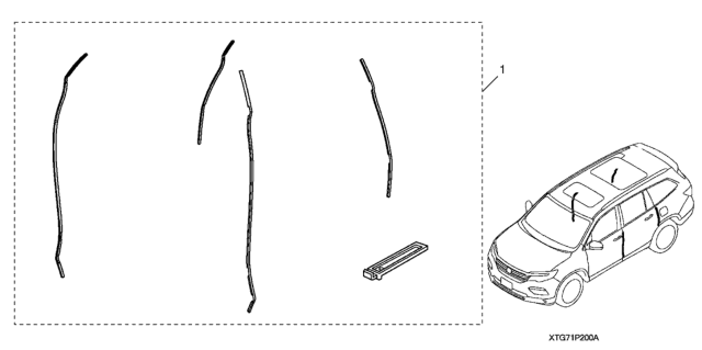 2020 Honda Pilot 5 Door EX (AWD/SENSING) KA 6AT Door Edge Guard Diagram