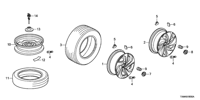 2021 Honda Insight Tire - Wheel Disk Diagram
