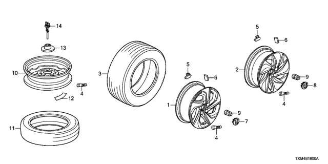 2019 Honda Insight Tire - Wheel Disk Diagram