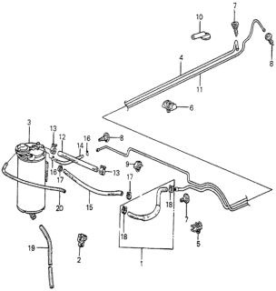 1982 Honda Accord Clamp, Fuel Pipe Diagram for 17706-SA5-003