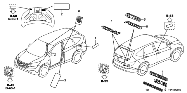 2012 Honda CR-V Emblems - Caution Labels Diagram