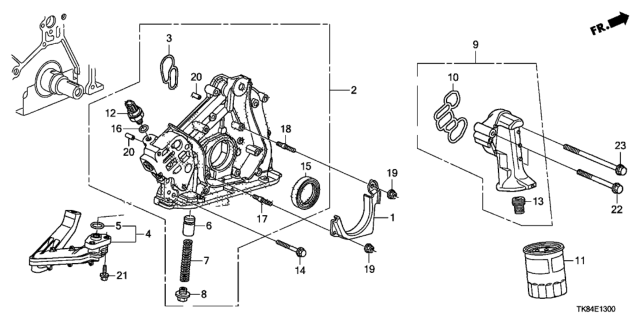 2012 Honda Odyssey 5 Door LX KA 5AT Oil Pump Diagram