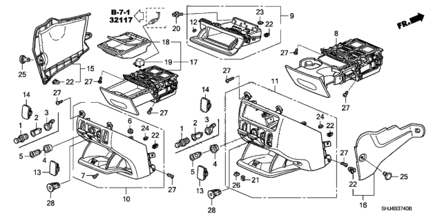 2007 Honda Odyssey Console Diagram