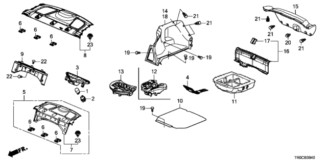 2014 Honda Civic Rear Tray - Trunk Lining Diagram