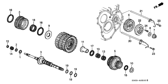 1999 Honda Prelude 2 Door BASE KA 4AT AT Mainshaft Diagram